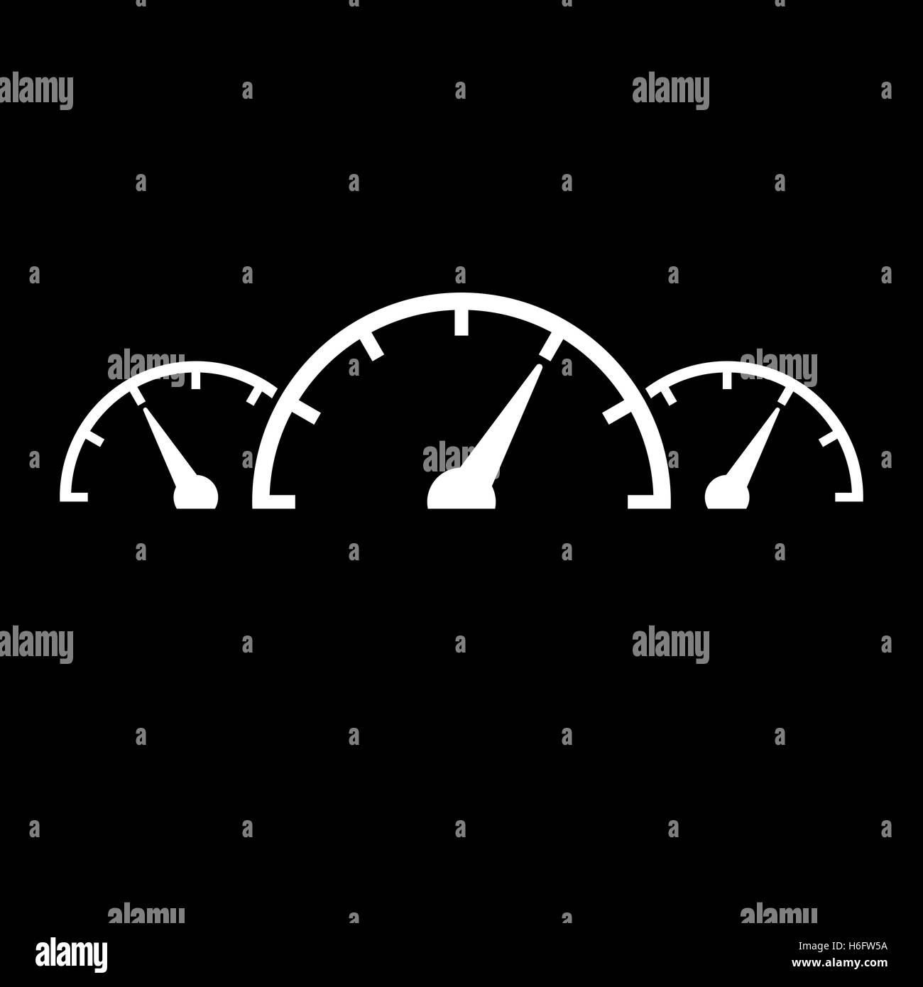 The tachometer, speedometer and indicator icon. Performance measurement