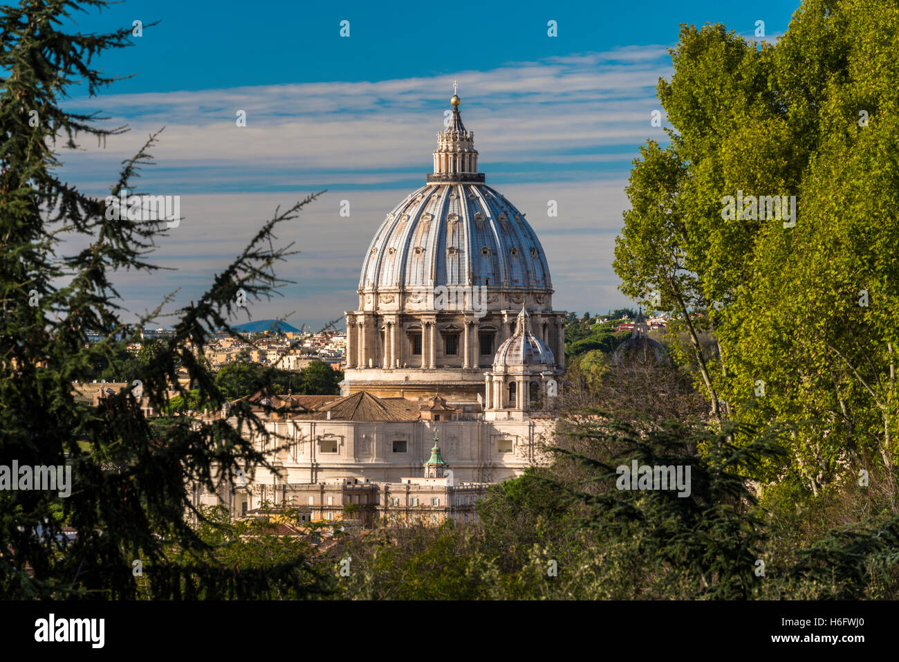 St. Peter’s Basilica seen from Gianicolo or Janiculum hill, Rome, Lazio, Italy Stock Photo