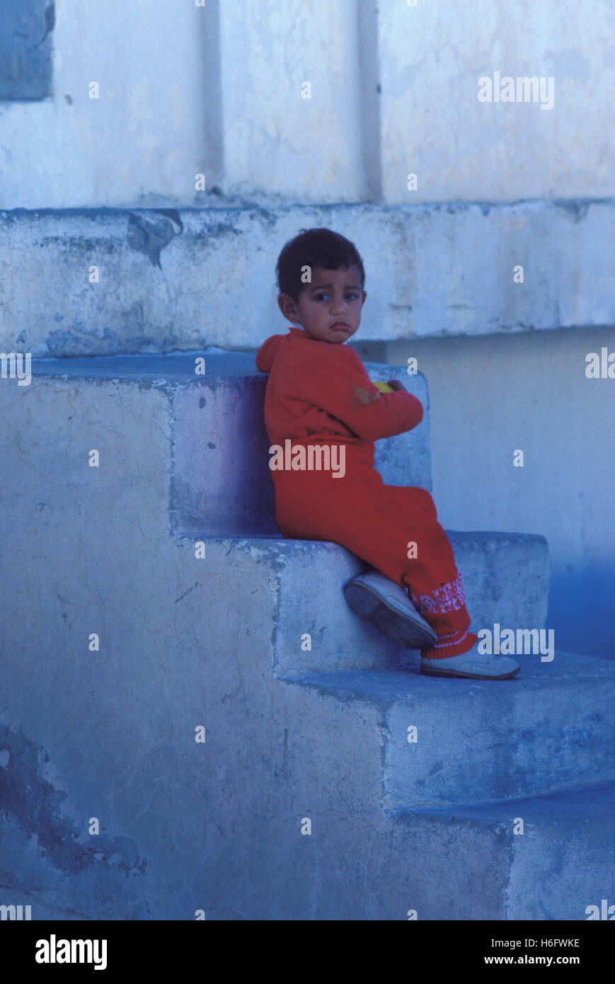 Tunisia, Jarbah Island, child in Houmt Souk. Stock Photo