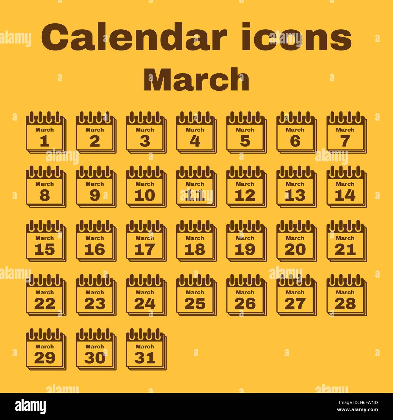 The calendar icon. March symbol. Flat Vector illustration. Set Stock ...