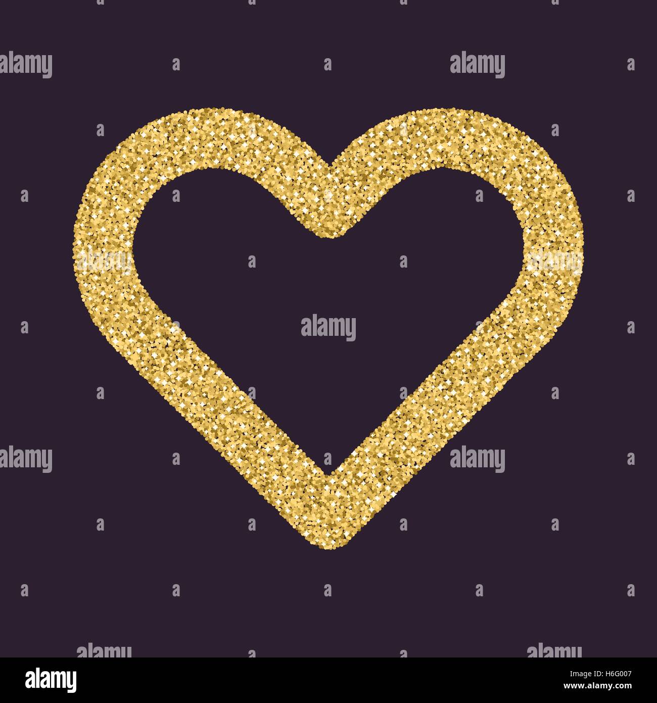 Valentine s Day symbol. Heart. Gold sparkles and glitter Vector Stock ...