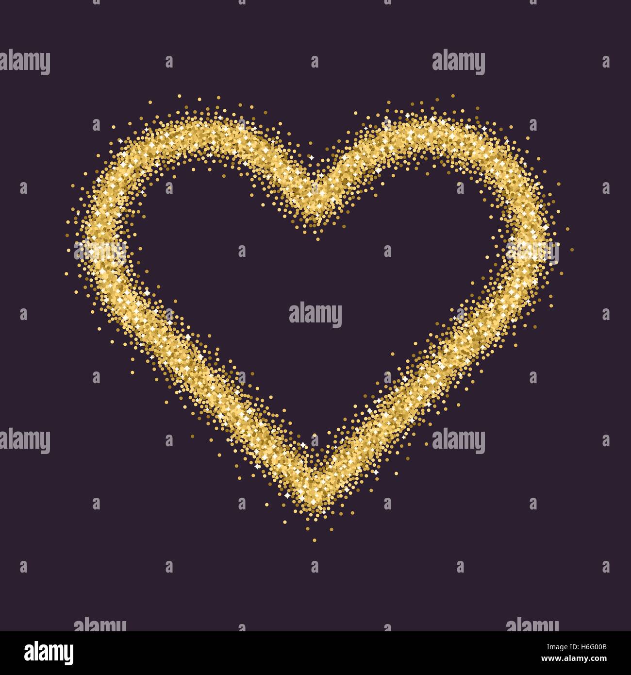 Valentine s Day symbol. Heart. Gold sparkles and glitter Vector Stock ...
