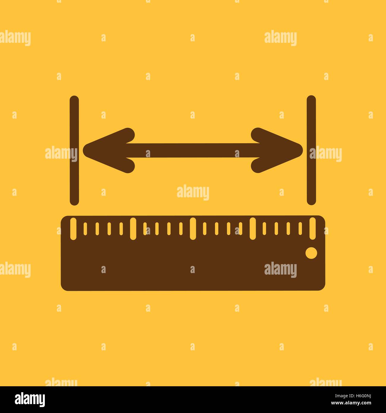 The width measurement icon. Ruler and straightedge, scale symbol. Flat Vector illustration Stock