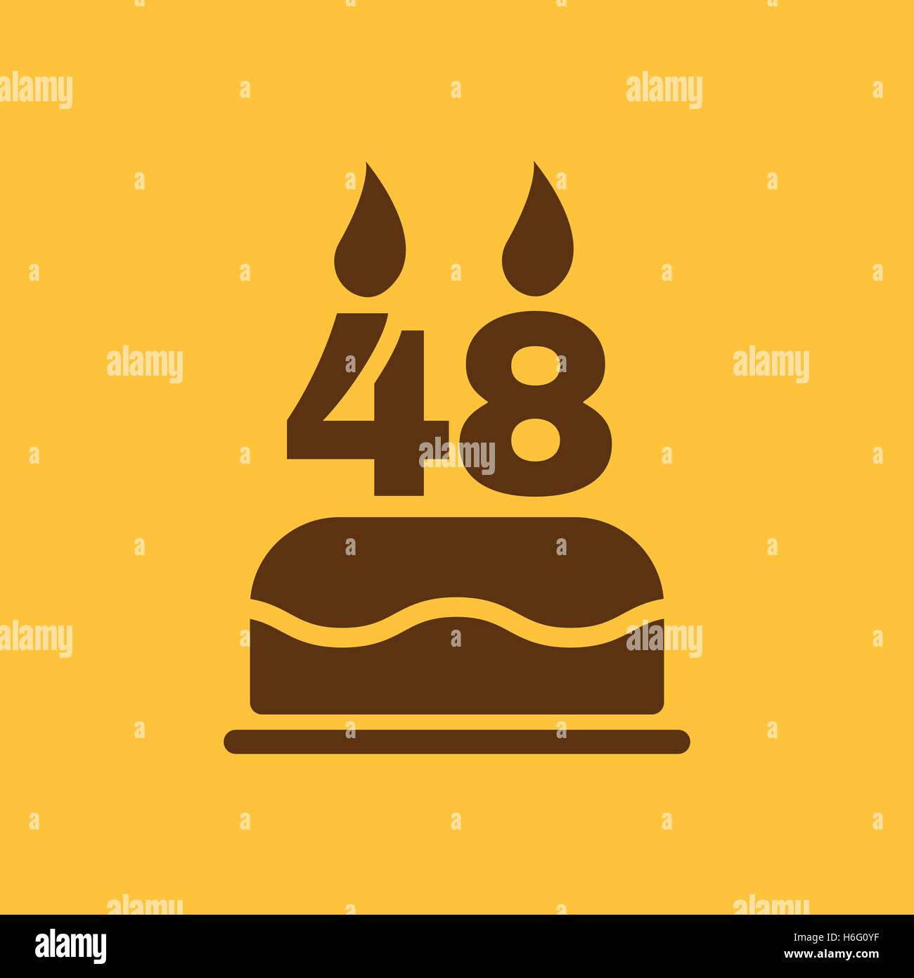 The birthday cake with candles in the form of number 48 icon. Birthday ...