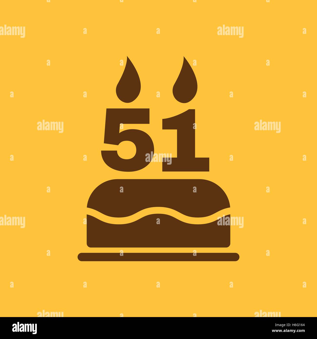 The birthday cake with candles in the form of number 51 icon. Birthday