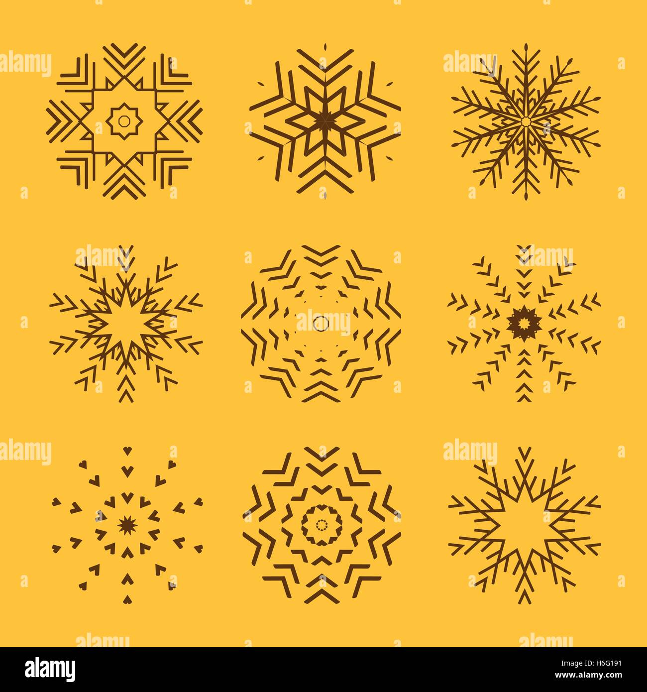 The Set of 9 vector abstract snowflakes Stock Vector Image & Art - Alamy