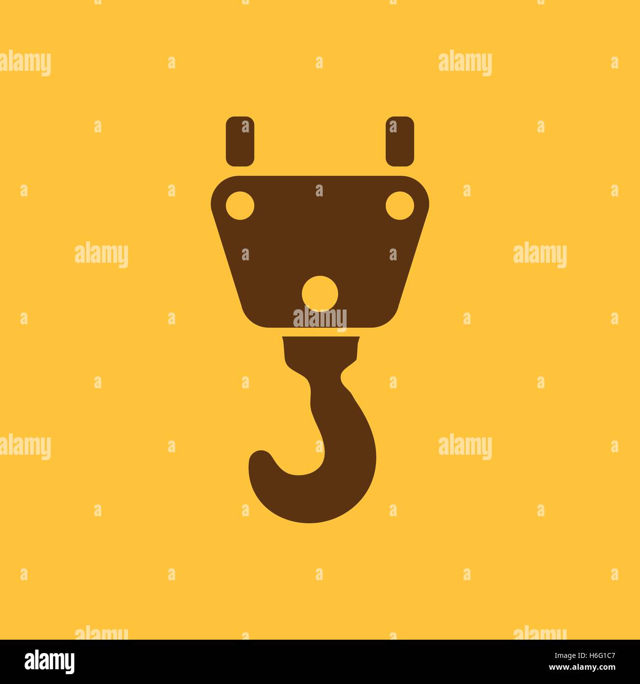 The crane hook icon. Building and lifting symbol. Flat Vector