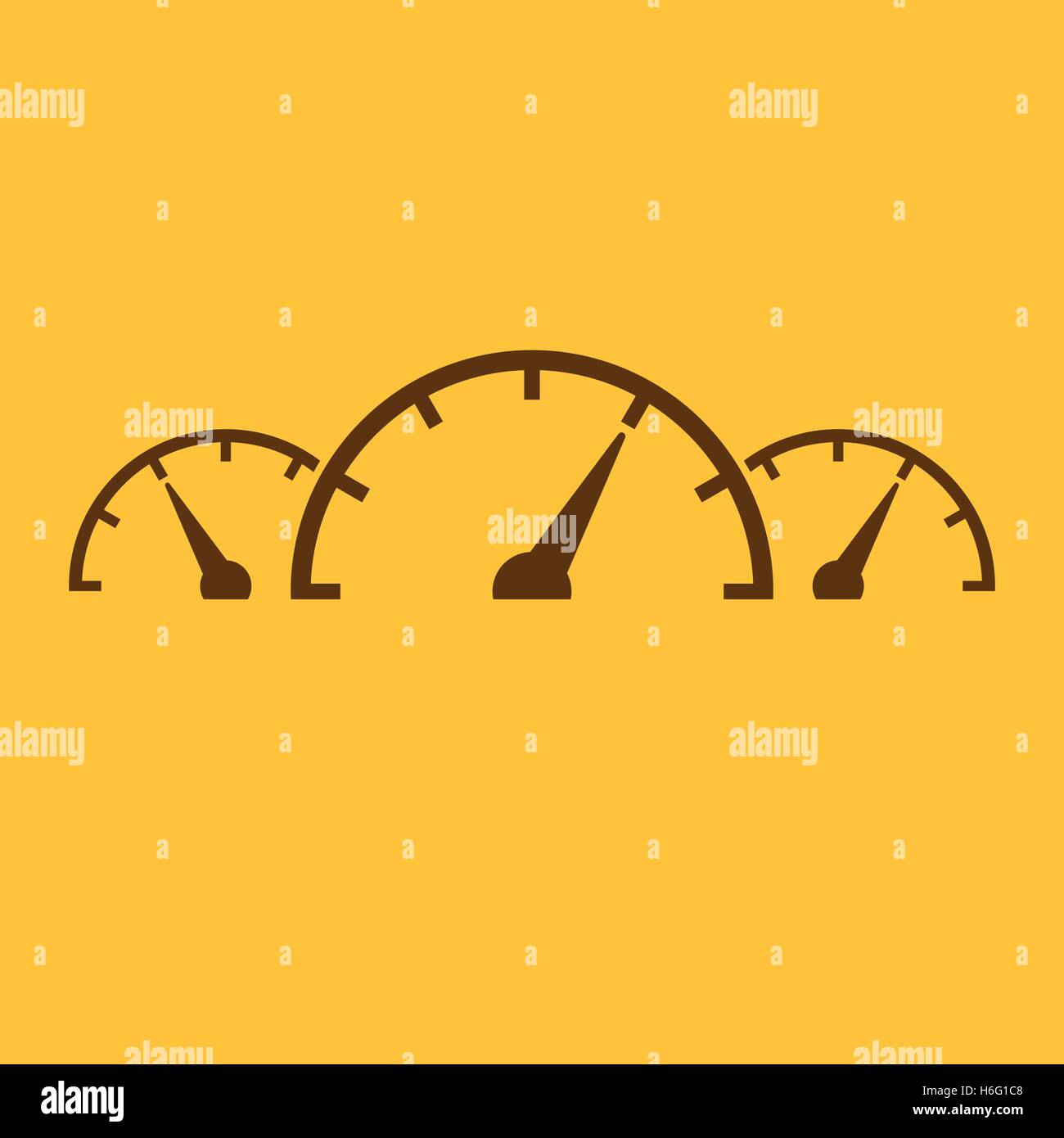 The tachometer, speedometer and indicator icon. Performance measurement