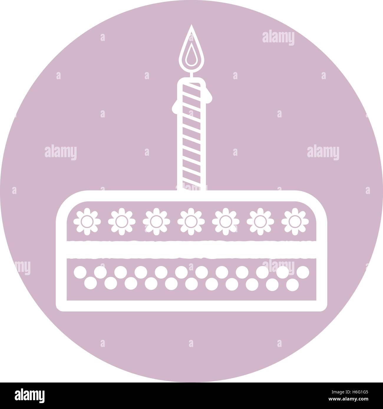 Birthday cake sign icon. Cake with burning candle symbol. Vector ...