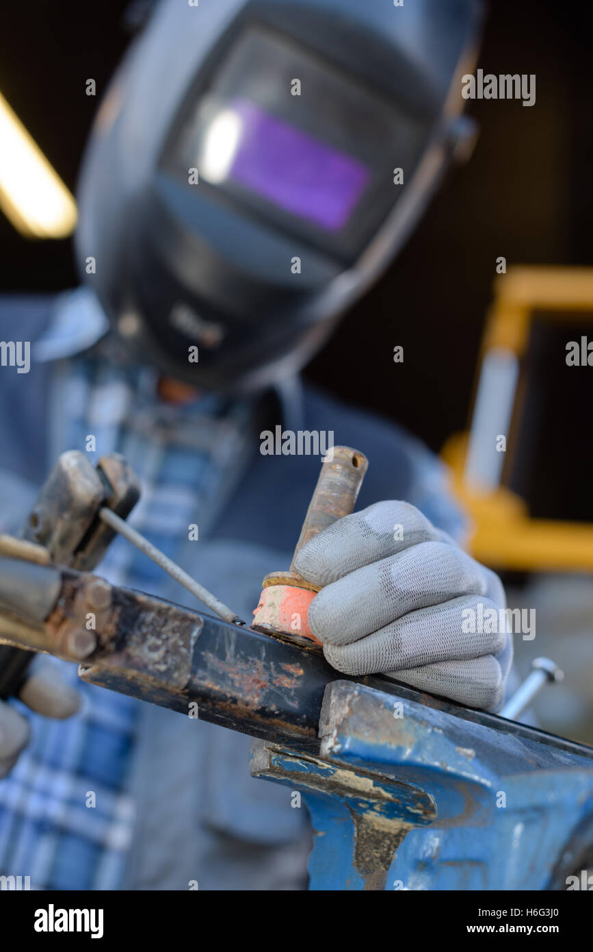 welding a screw Stock Photo Alamy