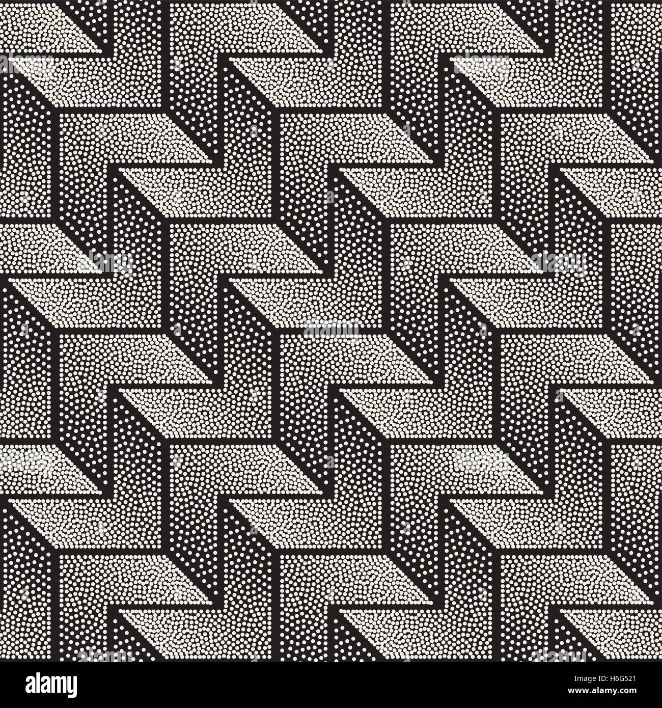 Vector Seamless Black and White Stippling Shapes Pattern Stock Vector