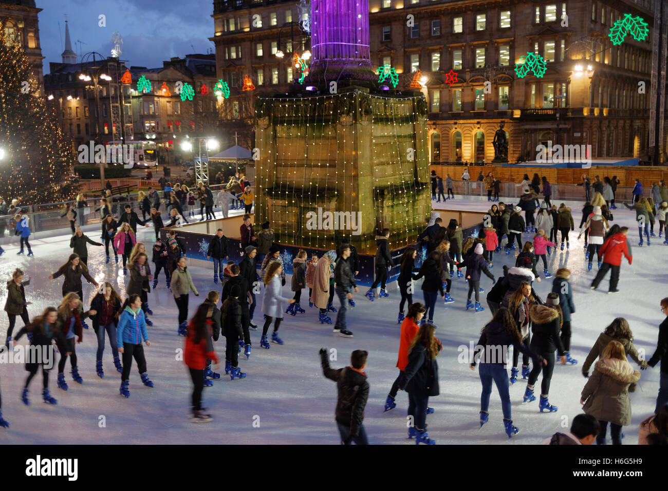 Glasgow Christmas celebration Square lights ice skating party