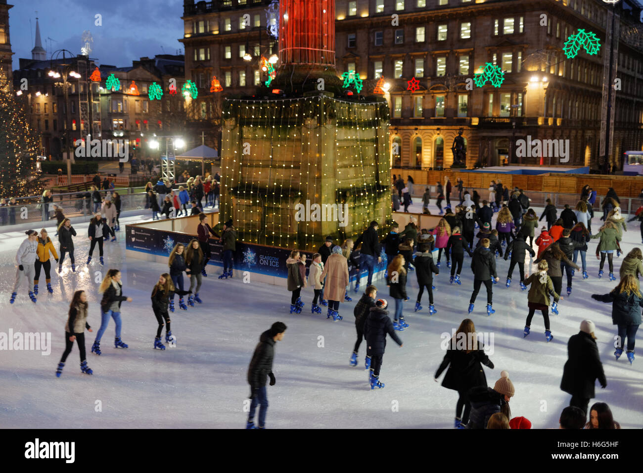 Glasgow Christmas celebration Square lights ice skating party