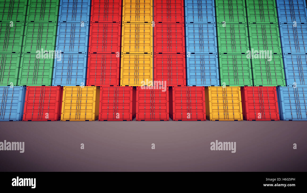 3d rendering of Freight shipping containers at the docks Stock Photo ...