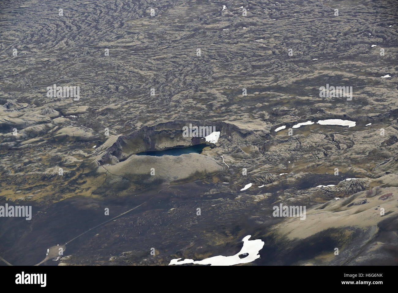 Aerial view, Laki craters, Laki or Lakagígar vulcanic fissure, Iceland, Europe Stock Photo