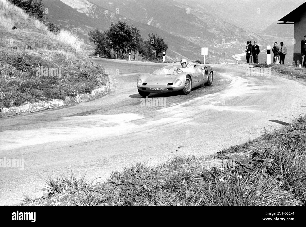 Greger in Elva Porsche at Crans- Montana 1964 Stock Photo