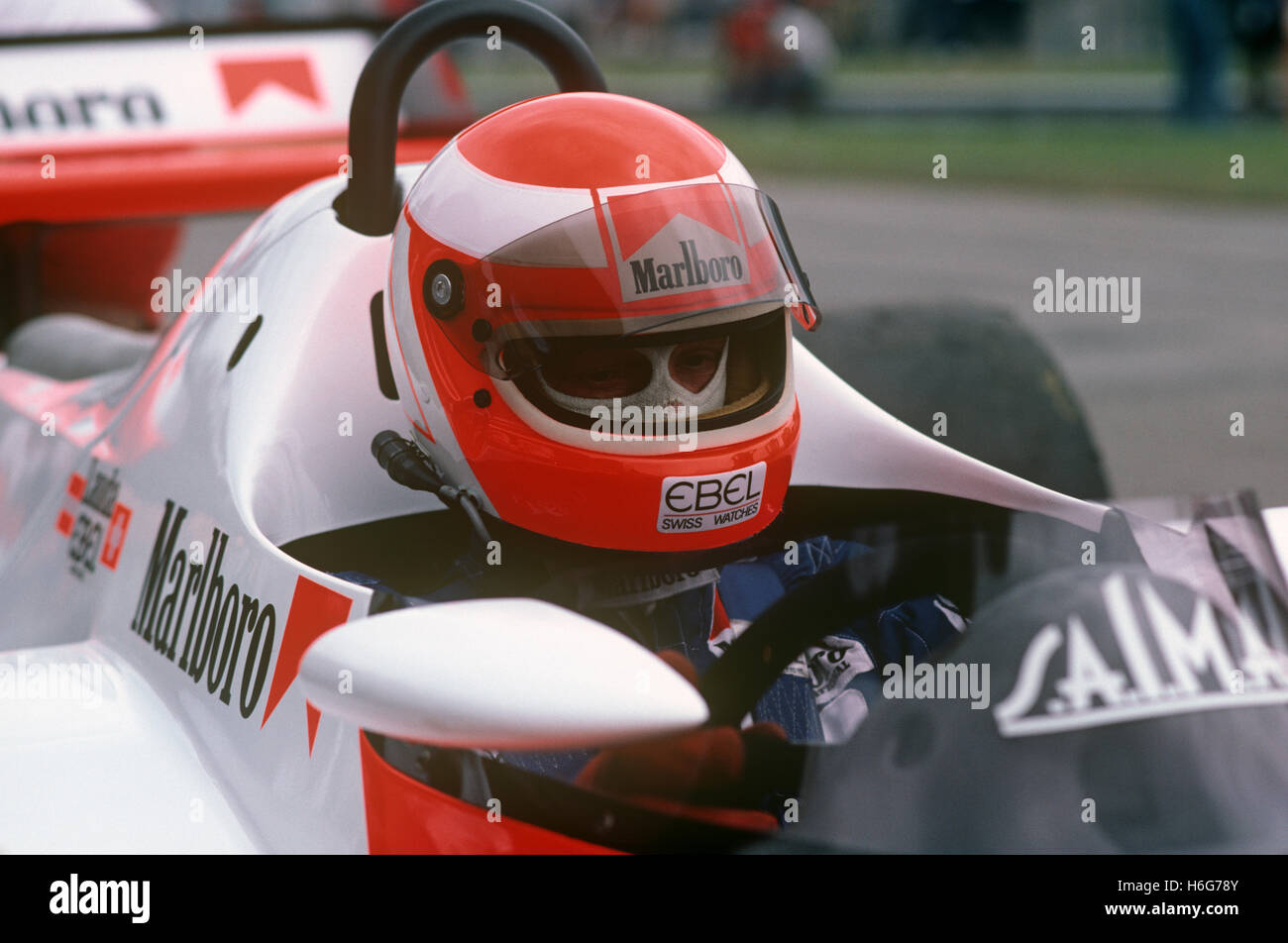 Niki Lauda Formula One driver in his McLaren Stock Photo - Alamy