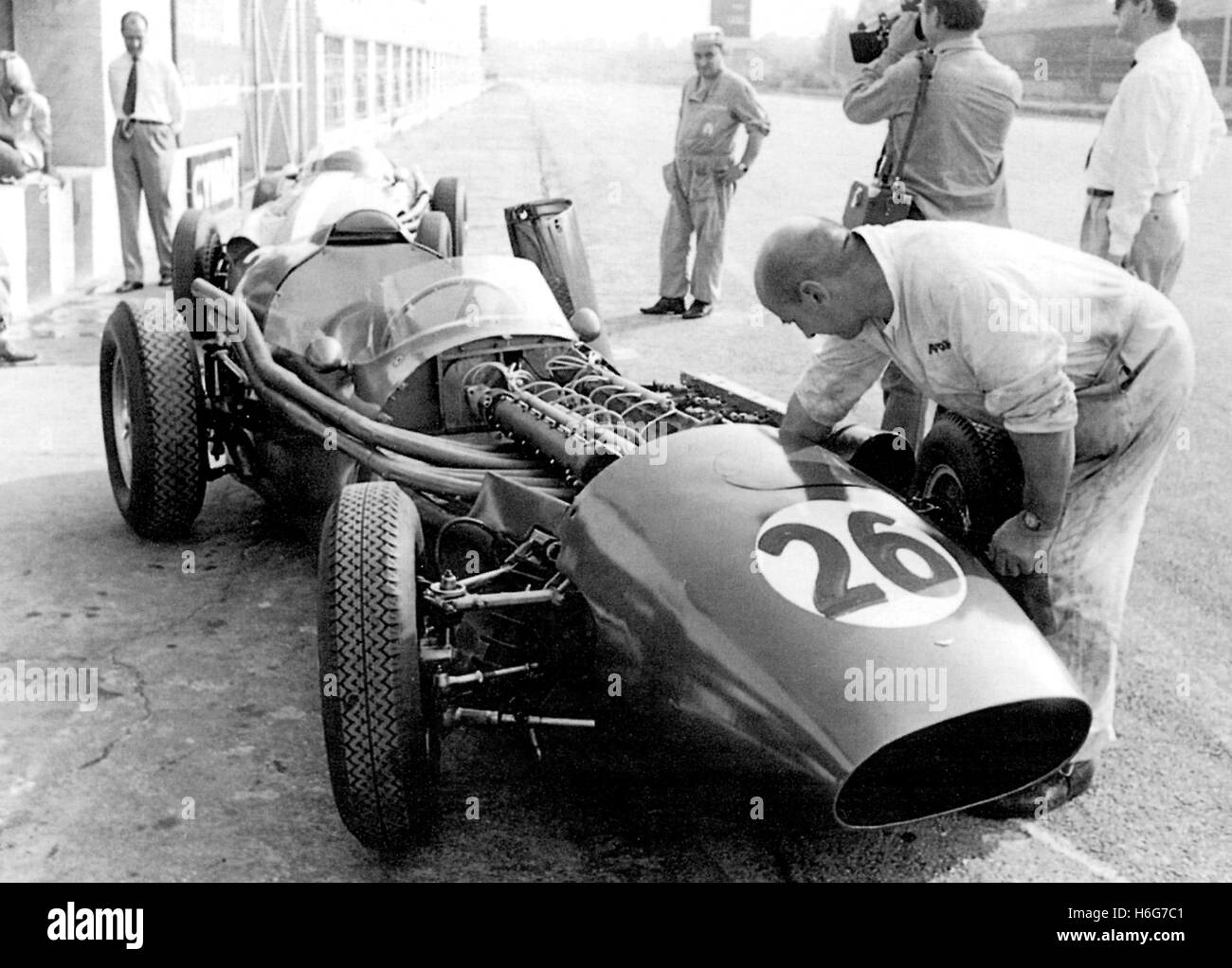ITALIAN GP SHELBY ASTON MARTIN DBR4-250 PITS Monza 1959 Stock Photo