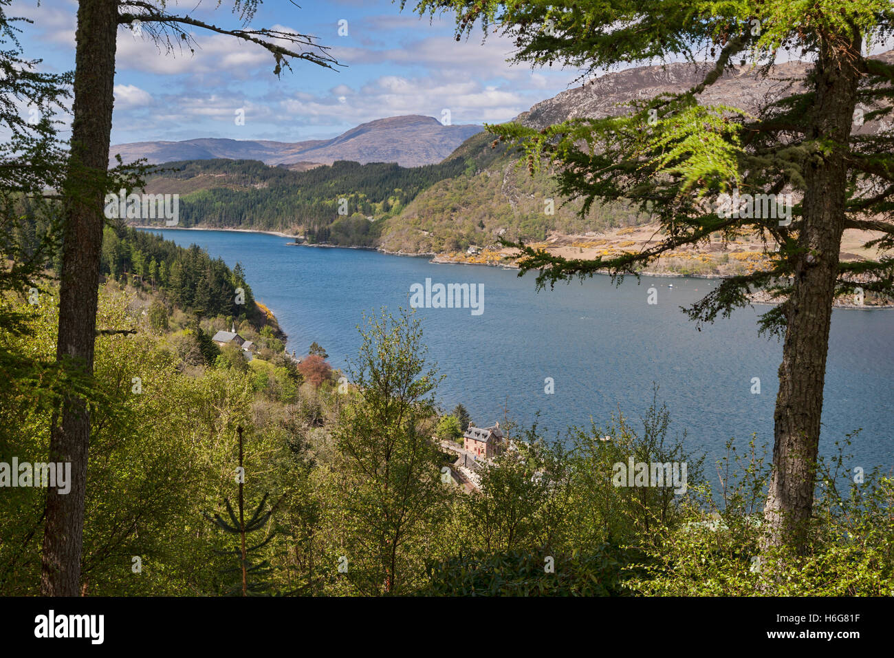 Looking across Loch Carron at South Strome, Kyle of Lochalsh,  Highland, Scotland, UK Stock Photo