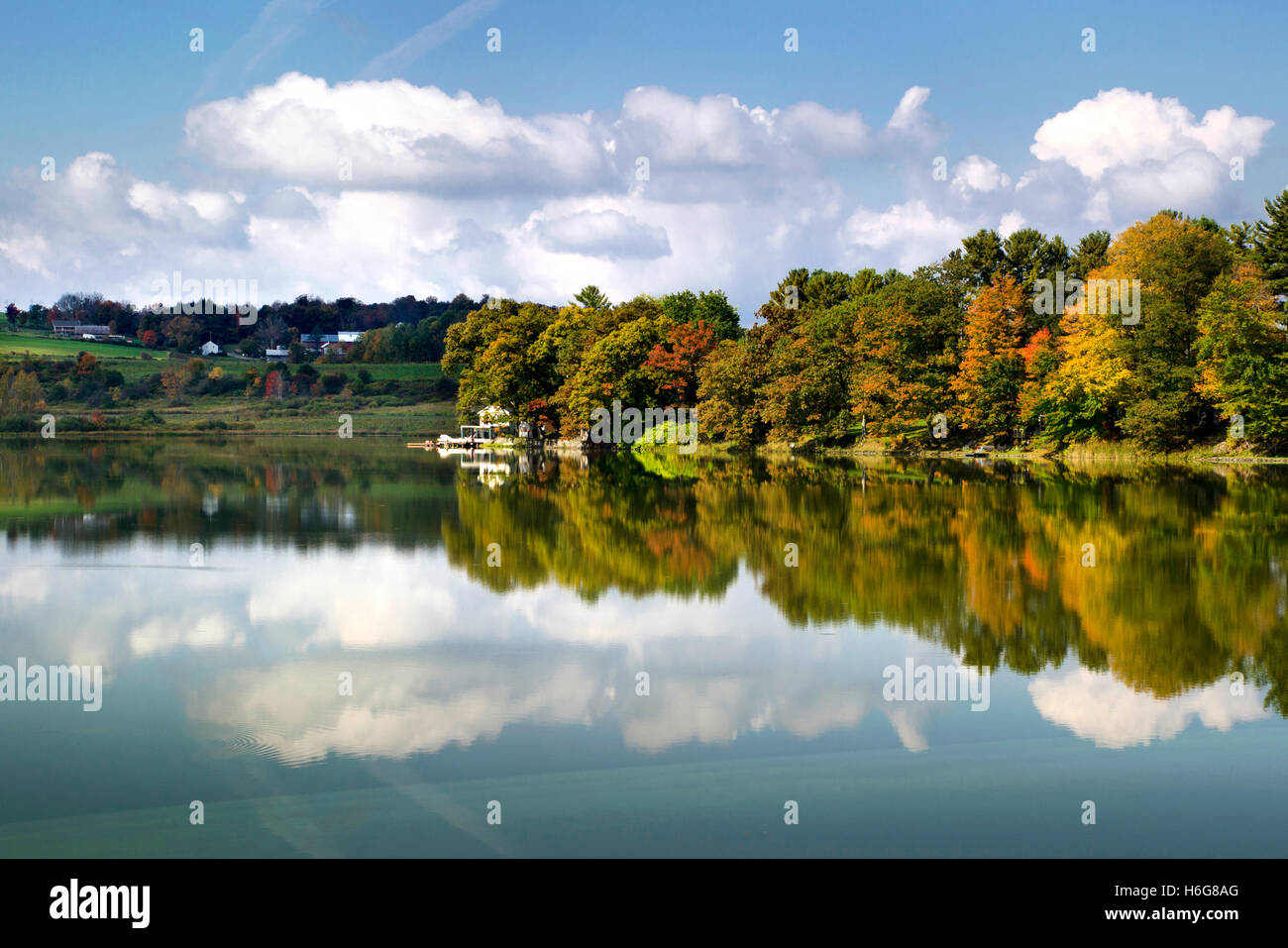 Cincinnatus lake reflection in Cincinnatus Cortland County New York Southern Tier Region, North