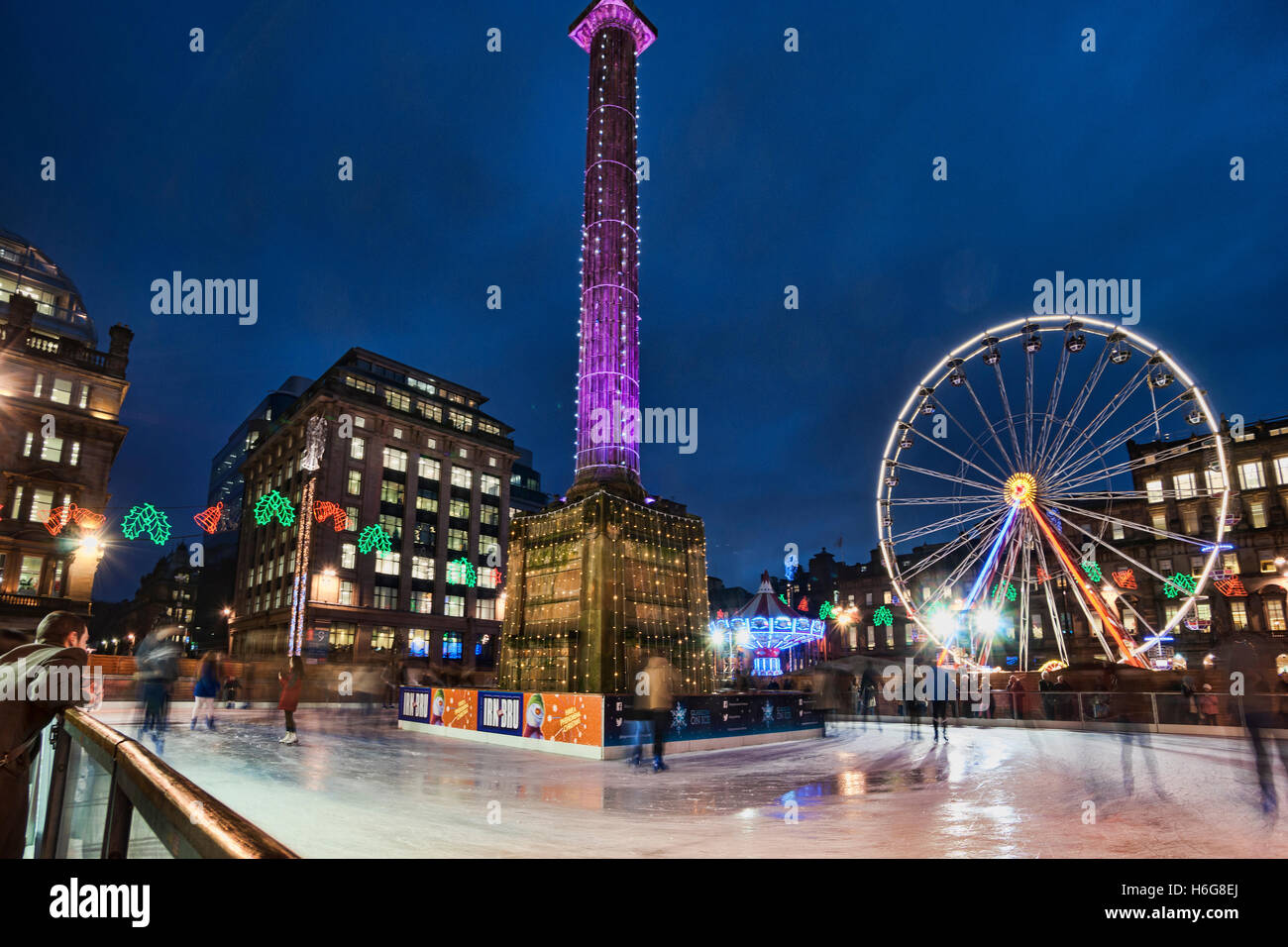 Square Glasgow, Christmas lights and decorations, Scotland, UK