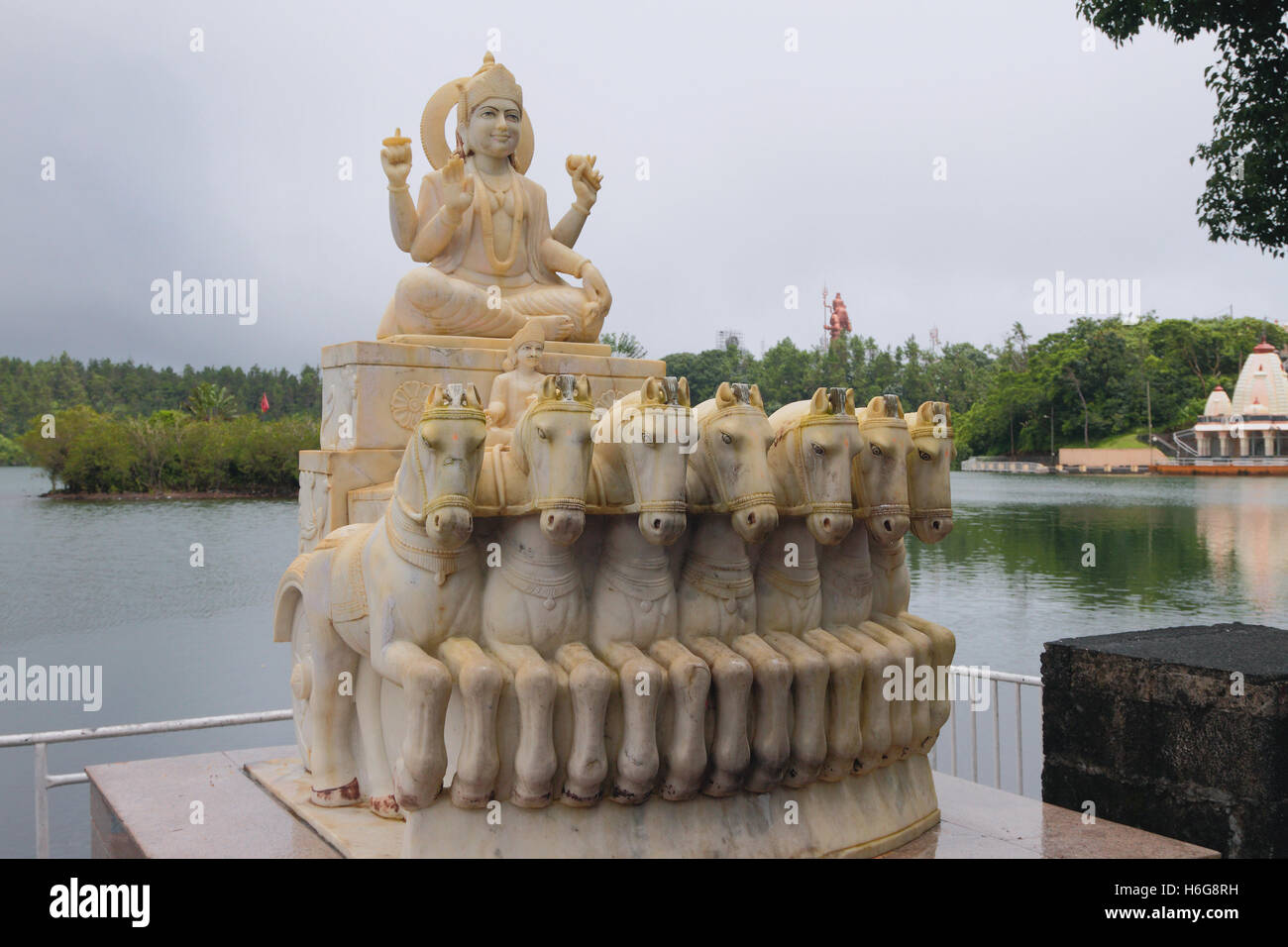 Statue of God of Sun on lake Grand Bassin. Mauritius, 22-01-2016 Stock Photo