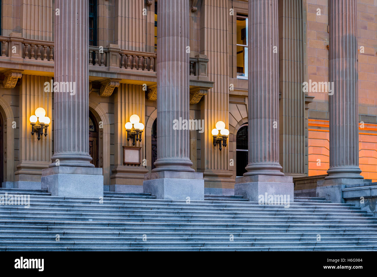 Alberta Legislature, stone column detail, Edmonton, Alberta, Canada. Stock Photo