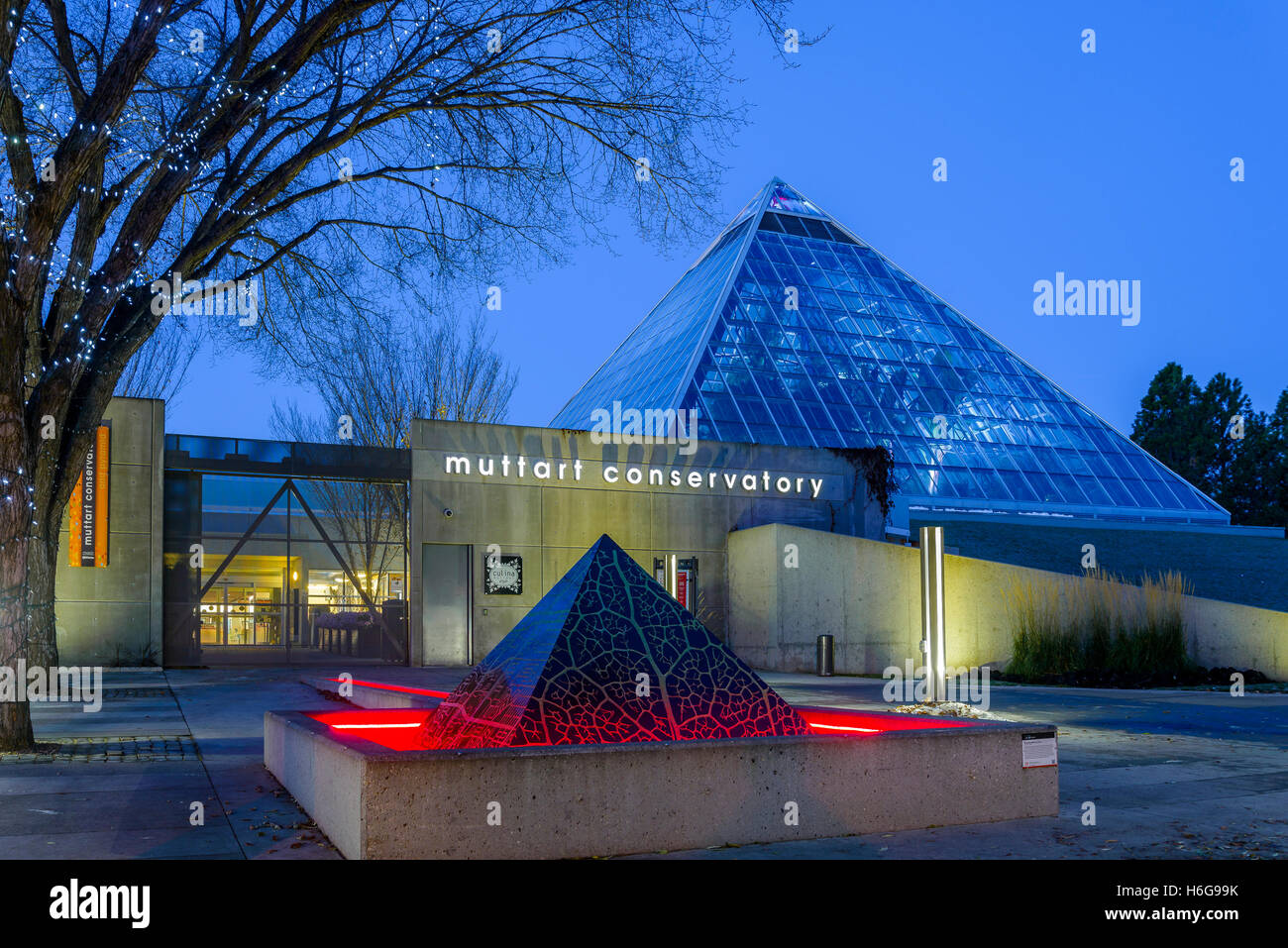 Muttart Conservatory pyramids, a Botanical Garden in Edmonton, Alberta