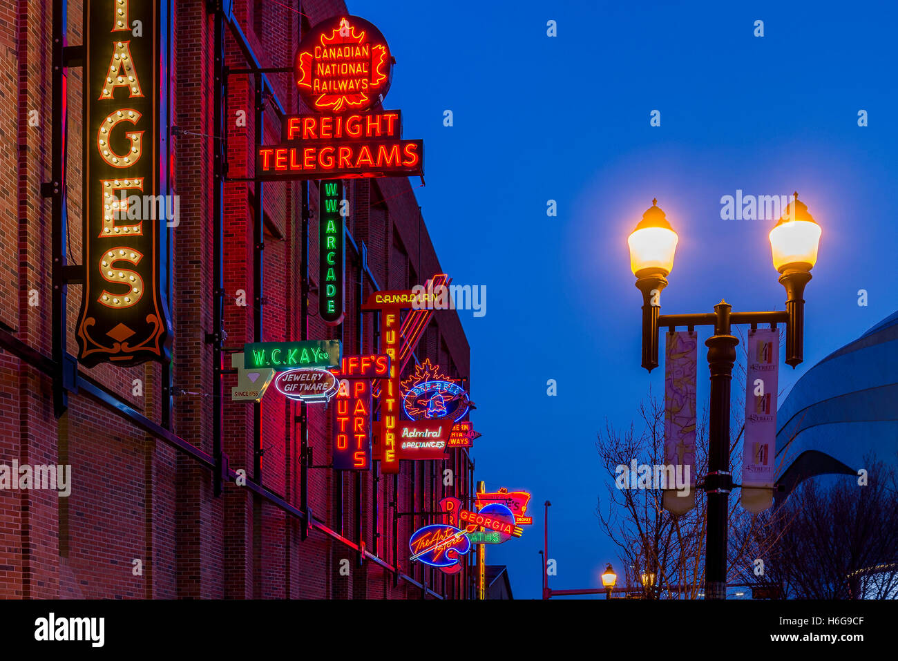Neon sign museum, Edmonton, Alberta, Canada. Stock Photo