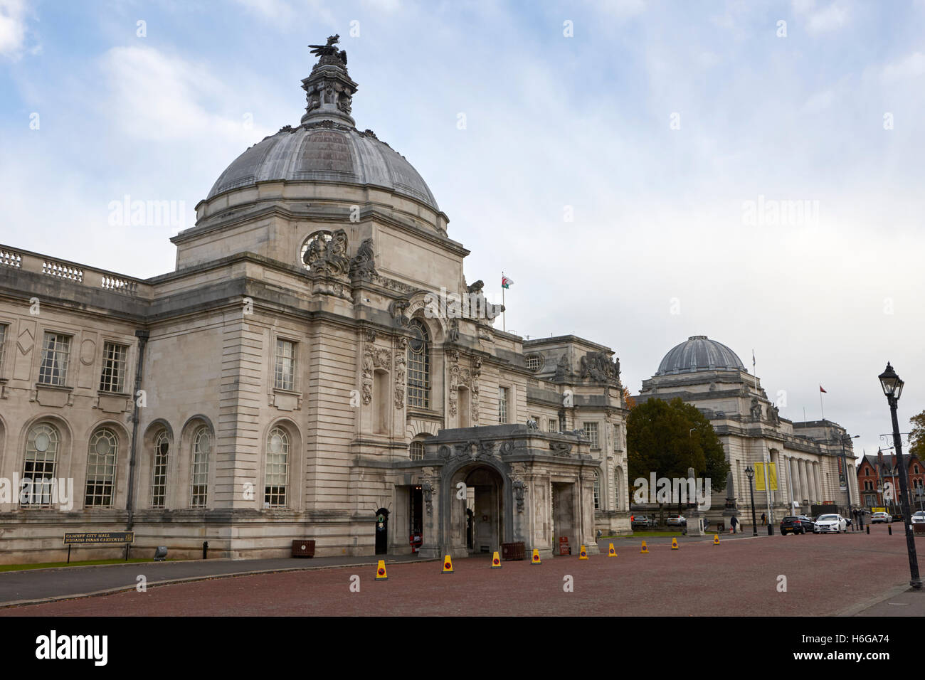 Cardiff City Hall and national museum of wales buildings Wales United Kingdom Stock Photo