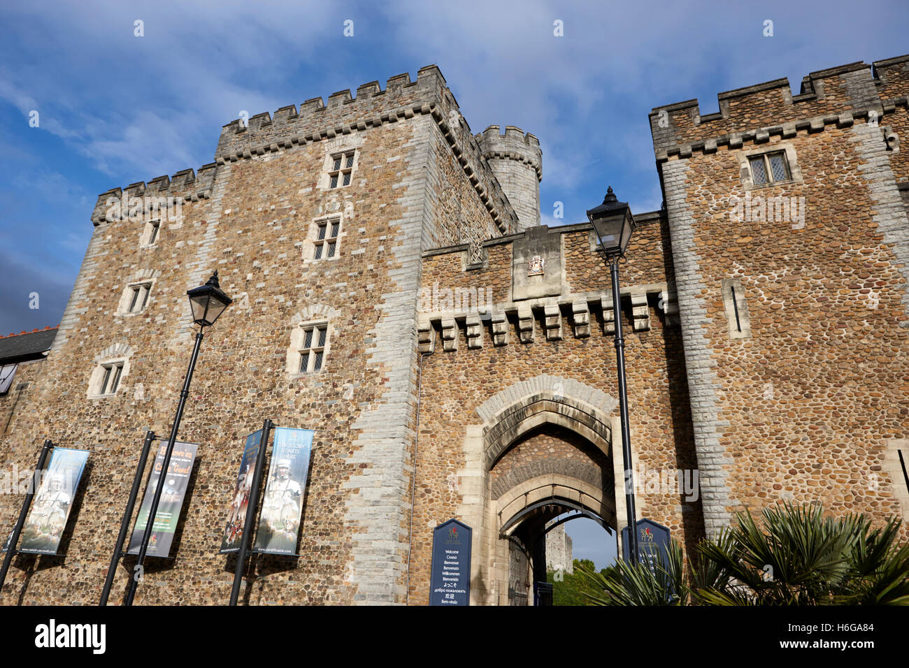 south gate entrance to cardiff castle Cardiff Wales United Kingdom Stock Photo