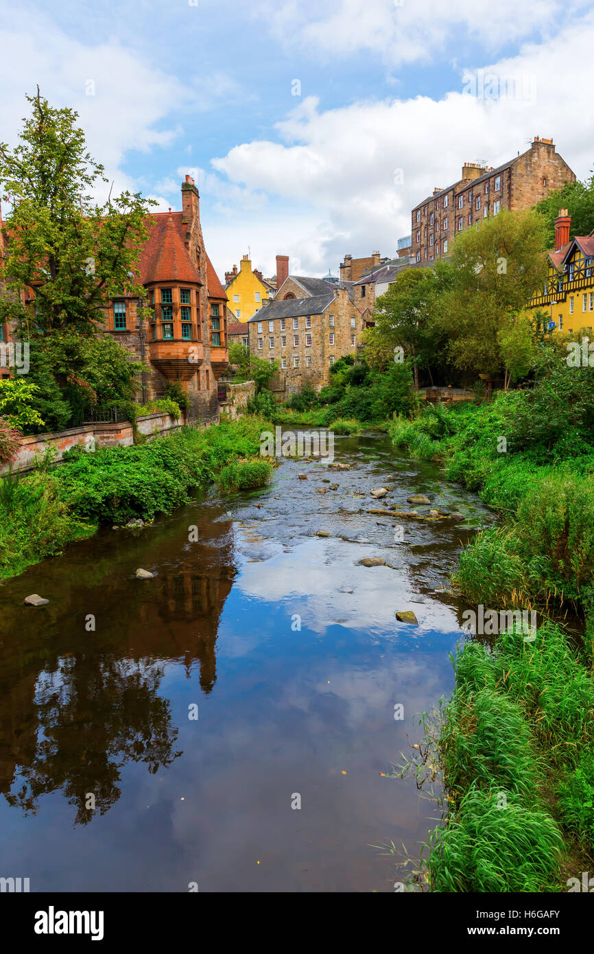 picturesque Dean Village along the river Leith in Edinburgh, Scotland Stock Photo