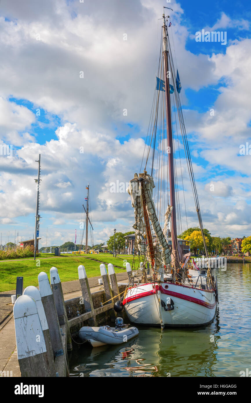 ship in the harbor of Enkhuizen, Netherlands Stock Photo