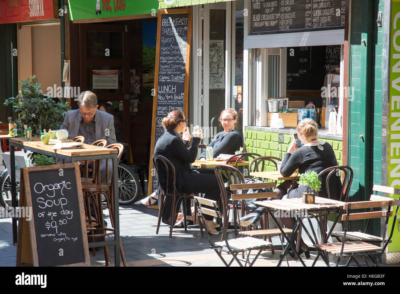 Cafes and coffee shops in Adelaide city centre street,South Australia Stock Photo