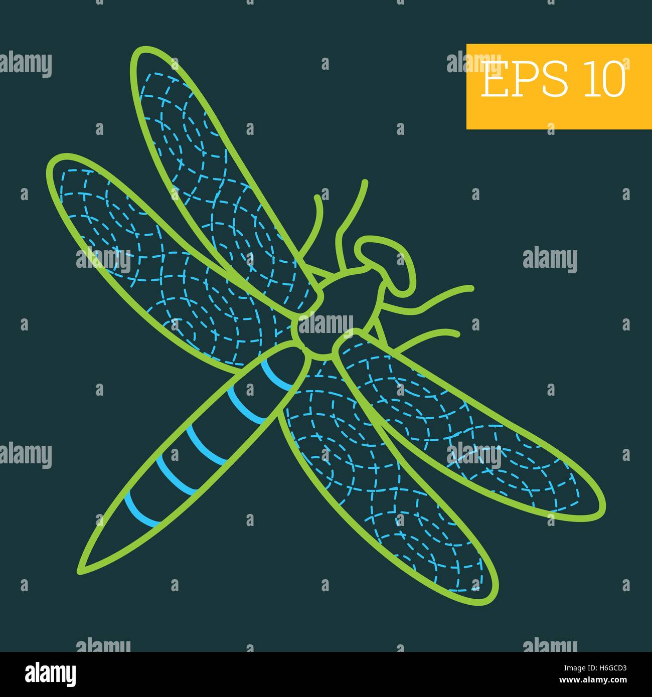 dragonfly insect outline vector Stock Vector
