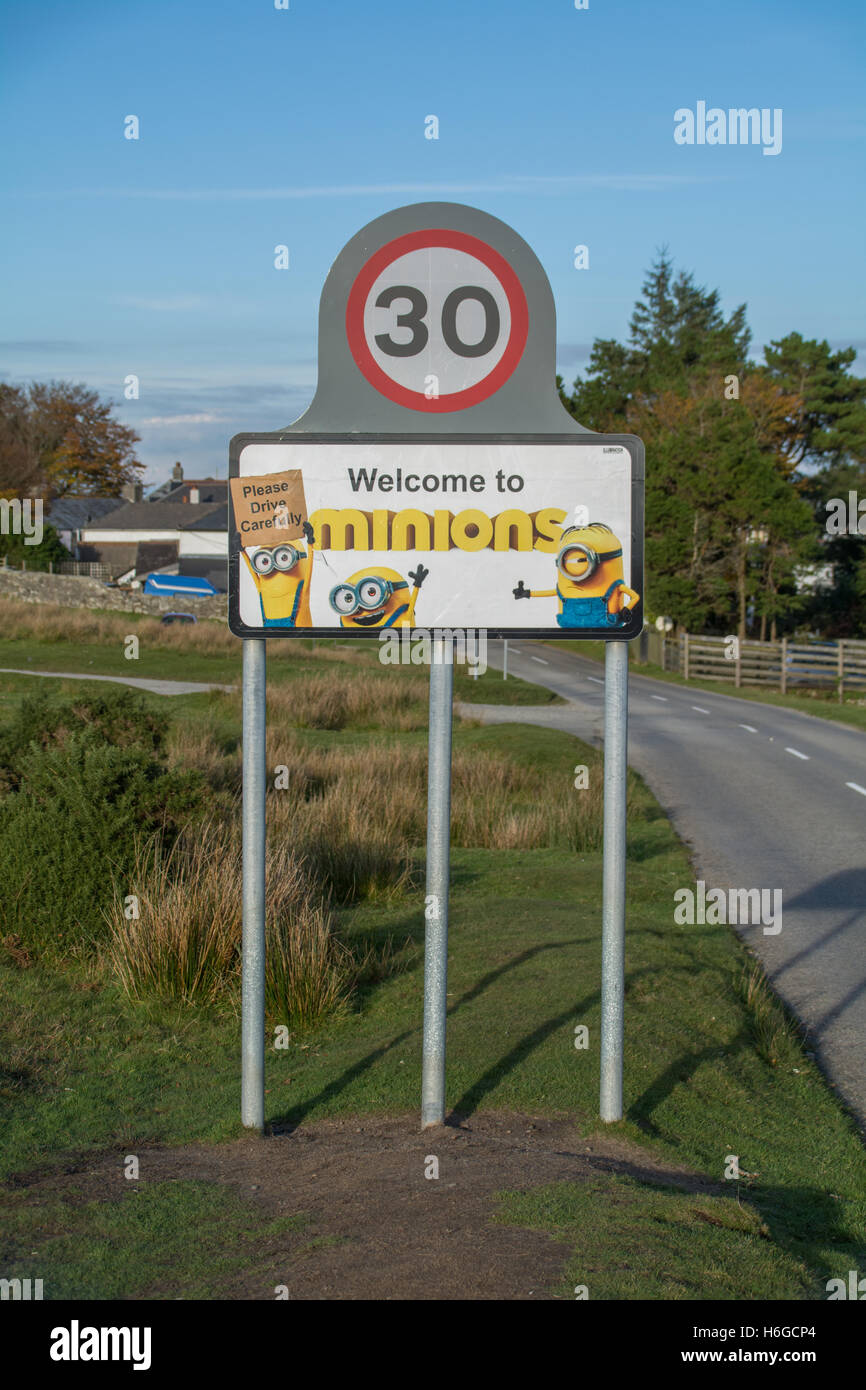 Minions road sign Stock Photo