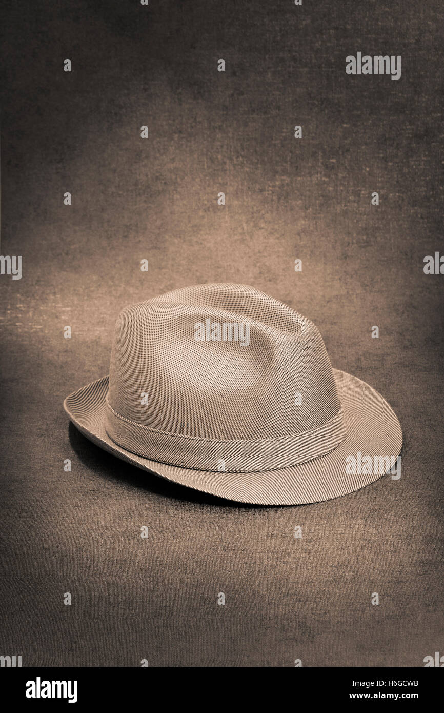 Sepia toned image of a vintage trilby hat. Stock Photo