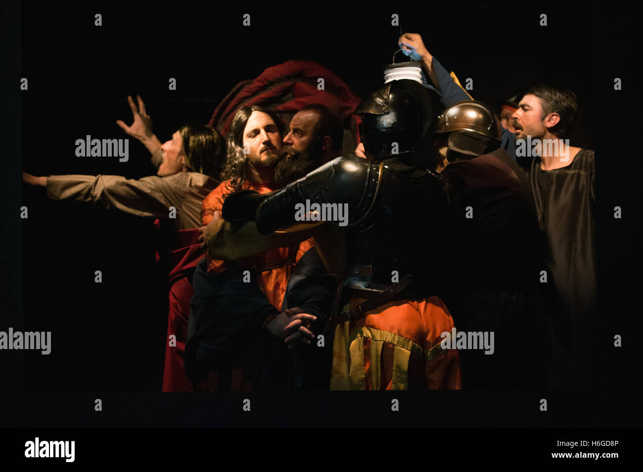'The Taking of Christ' by Michelangelo Merisi da Caravaggio,part of the 'Living paintings' performance by actors from Avigliano Stock Photo
