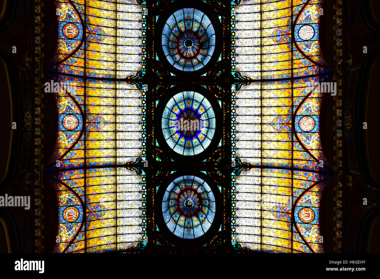 Stained glass dome of the Gran Hotel in Mexico City, Mexico Stock Photo