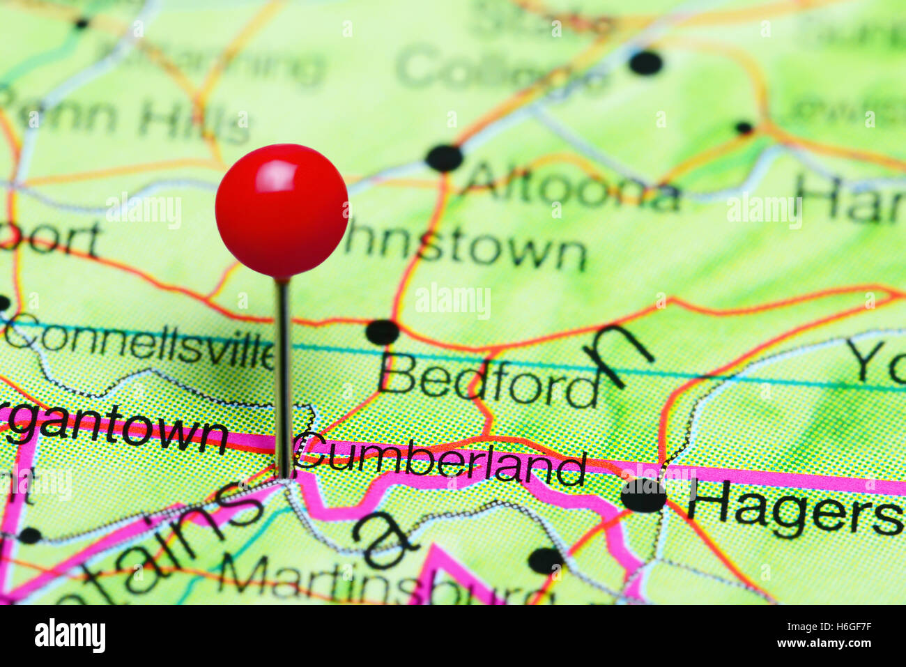 Cumberland pinned on a map of Maryland - Cumberland Pinned On A Map Of Maryland Usa H6GF7F