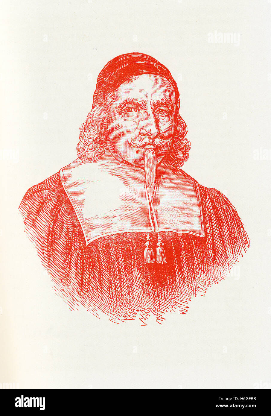 John Endicott (c. 1588-1665)  (also spelled John Endecott) was the first governor of Massachusetts Bay Colony from 1628 to 1630. Endicott was an English colonial magistrate and soldier. The illustration appeared in the novel 'Twice Told Tales' by the American writer Nathaniel Hawthorne (1804-1864). Stock Photo