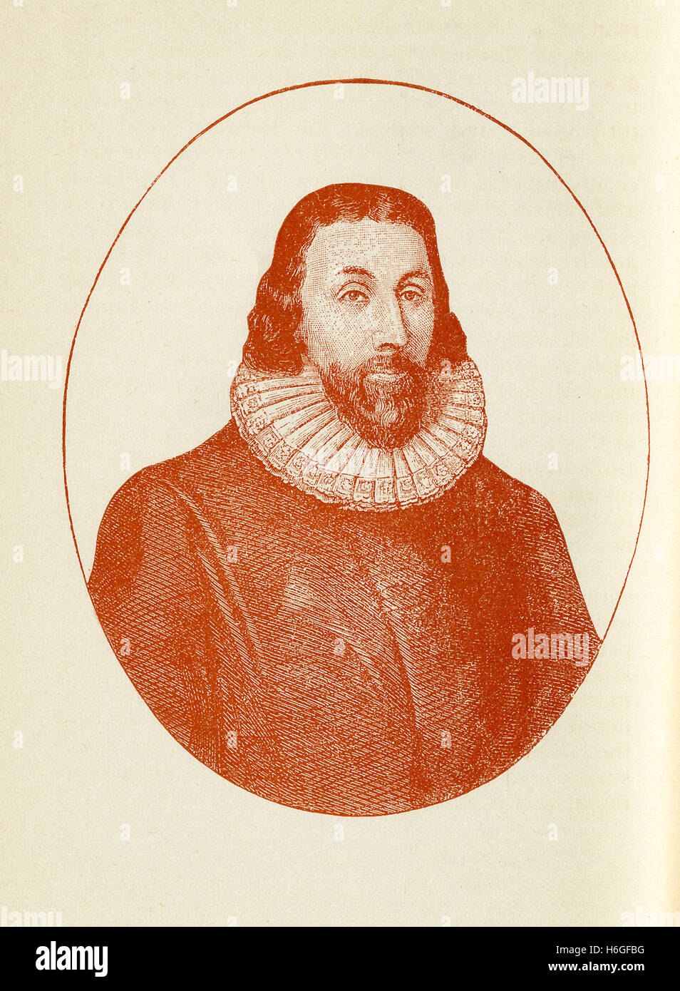 John Winthrop (1588-1649) was governor of the Massachusetts Bay Colony. He helped the theocratic policy of the colony and opposed Anne Hutchinson. This illustration accompanied the novel Twice Told Tales (copy published about 1895) that was written by the American novelist Nathaniel Hawthorne (1804-1864). Stock Photo