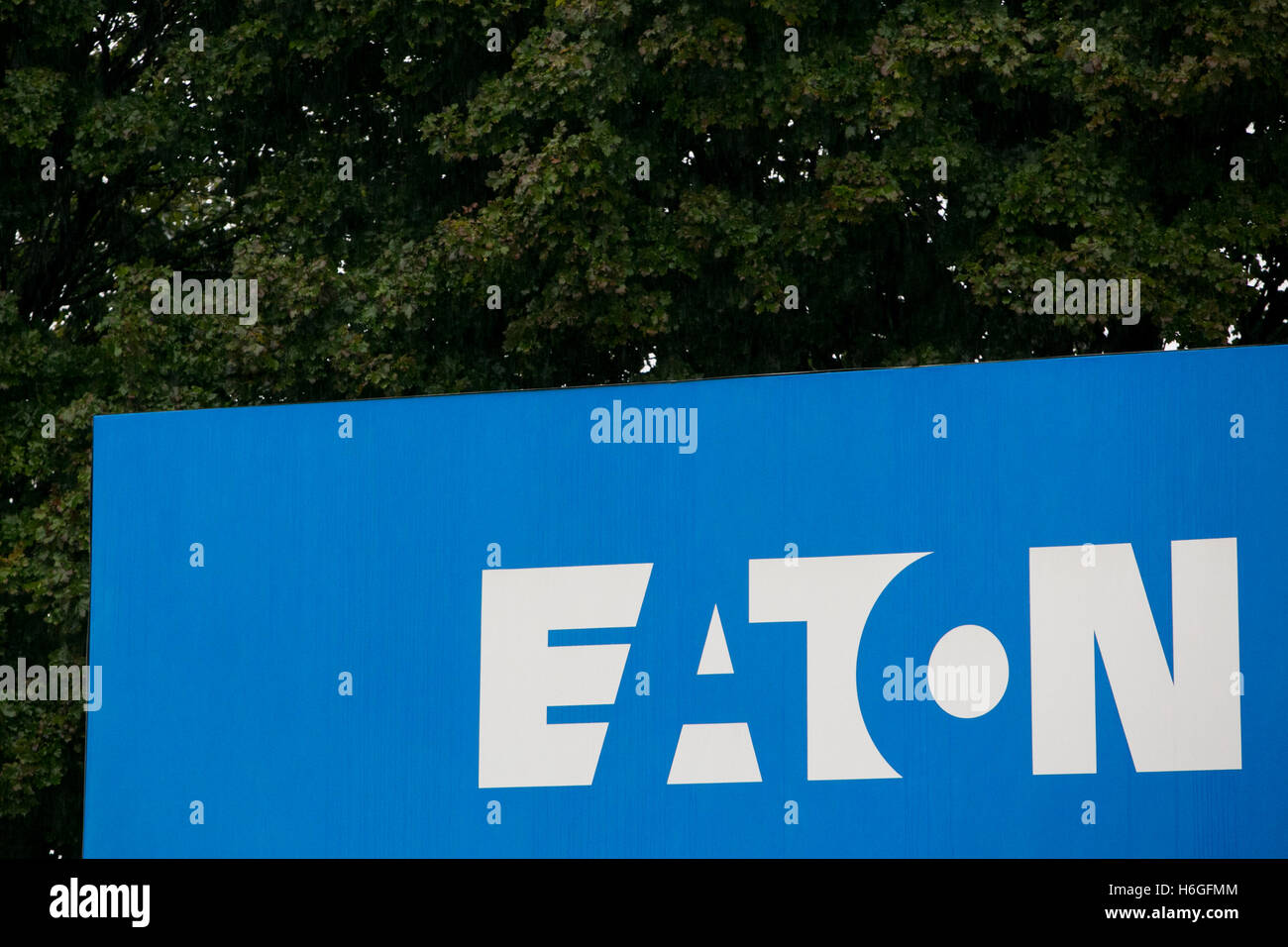 A logo sign outside of a facility occupied by the Eaton Corporation in Galesburg, Michigan on October 16, 2016. Stock Photo