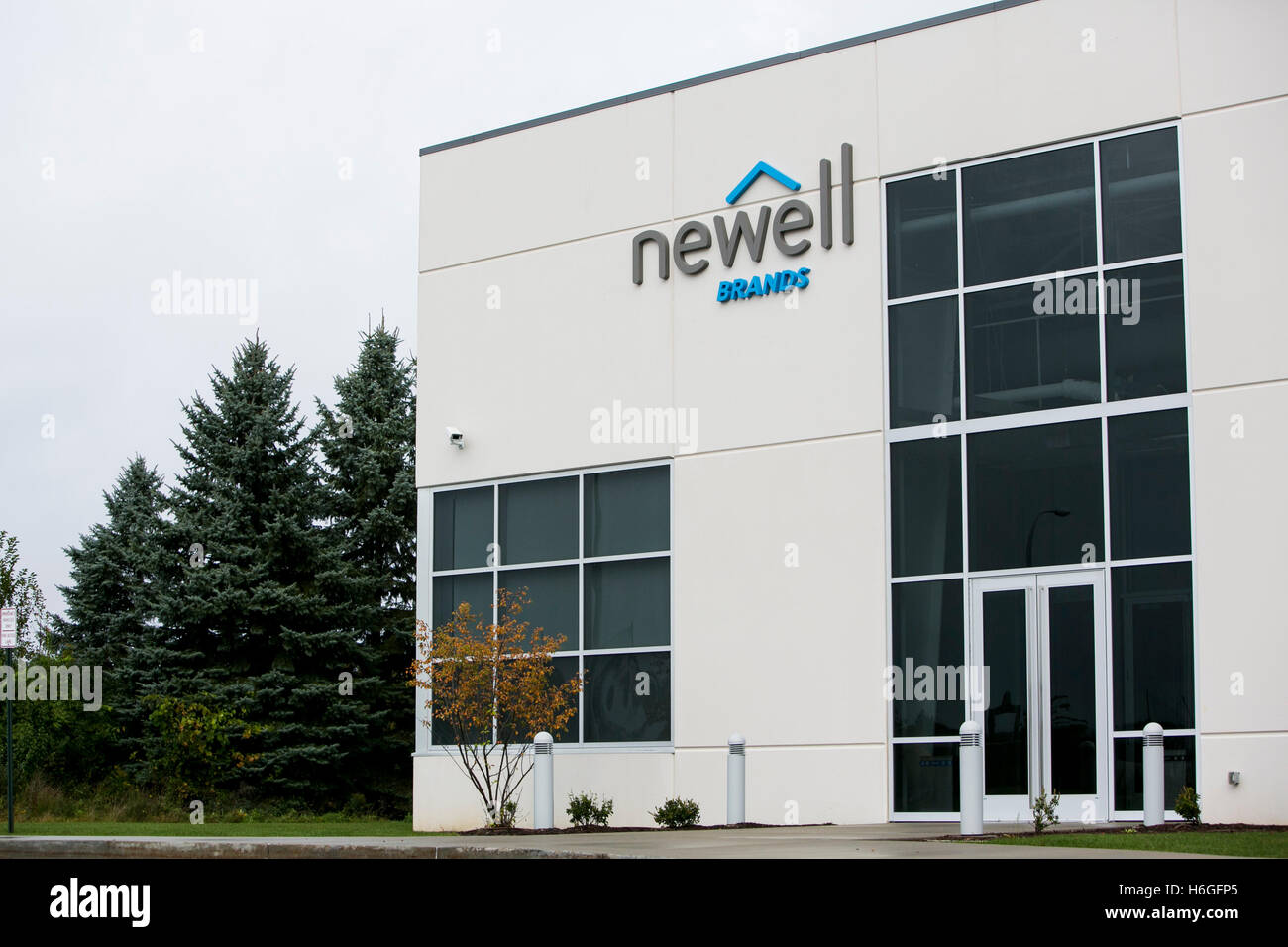A logo sign outside of a facility occupied by Newell Brands in