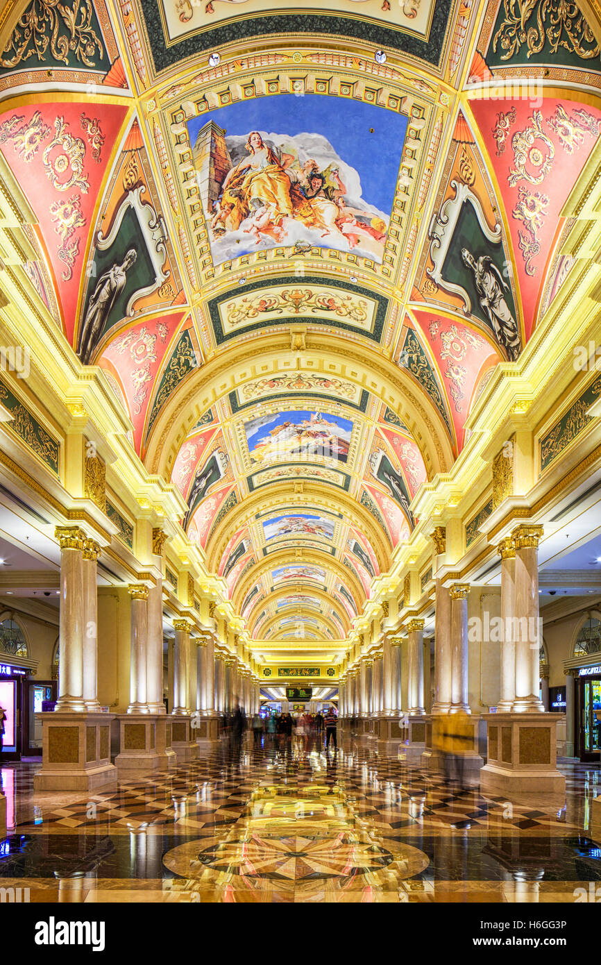 The intricate patterns on the ceiling of The Venetian Hotel, Cotai, Macau. Stock Photo