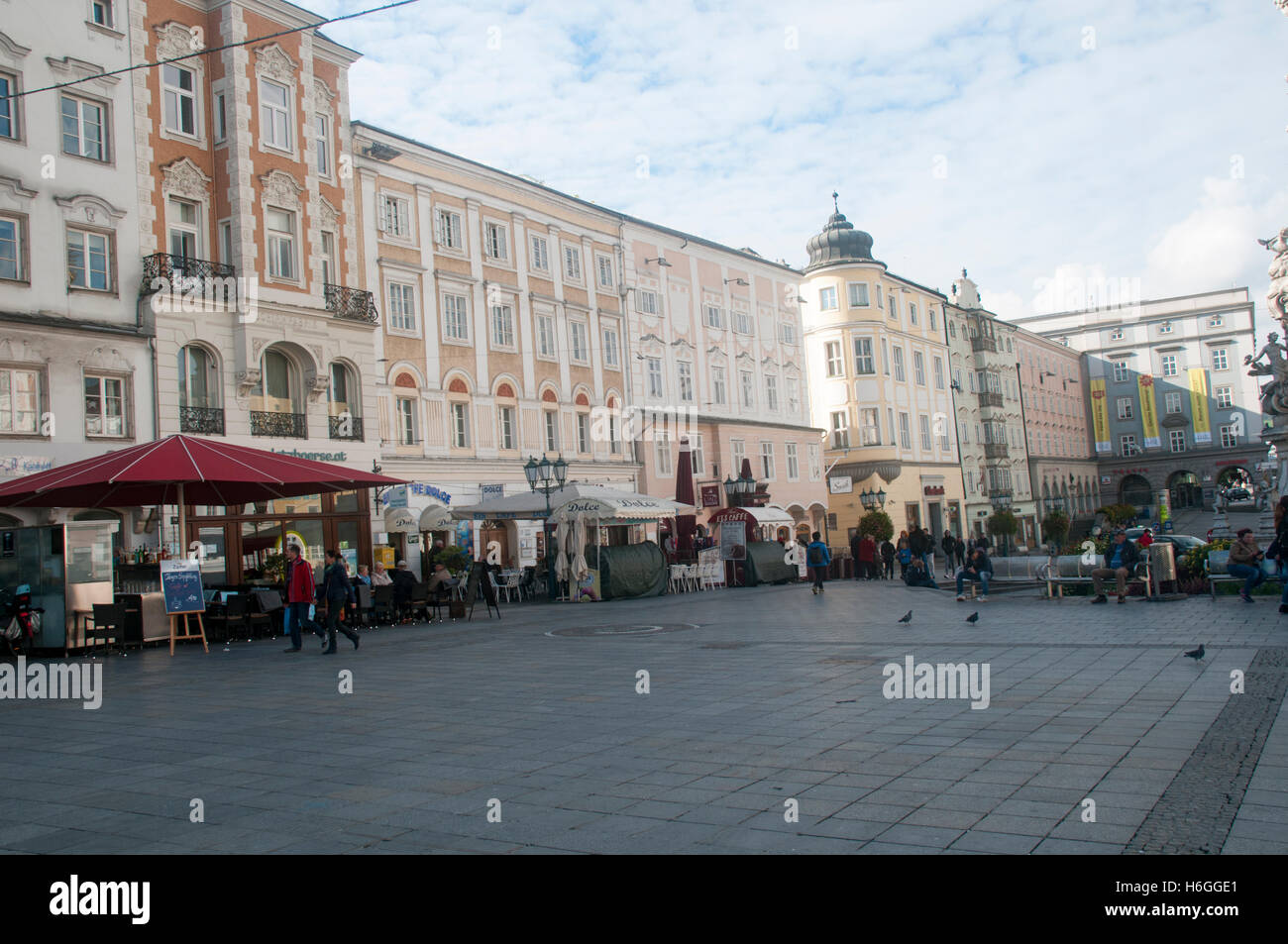 View of Hauptplatz, Linz, Austria Stock Photo