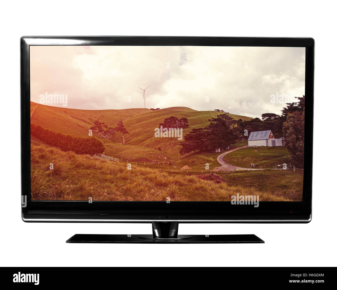 tv with the nature on white Stock Photo