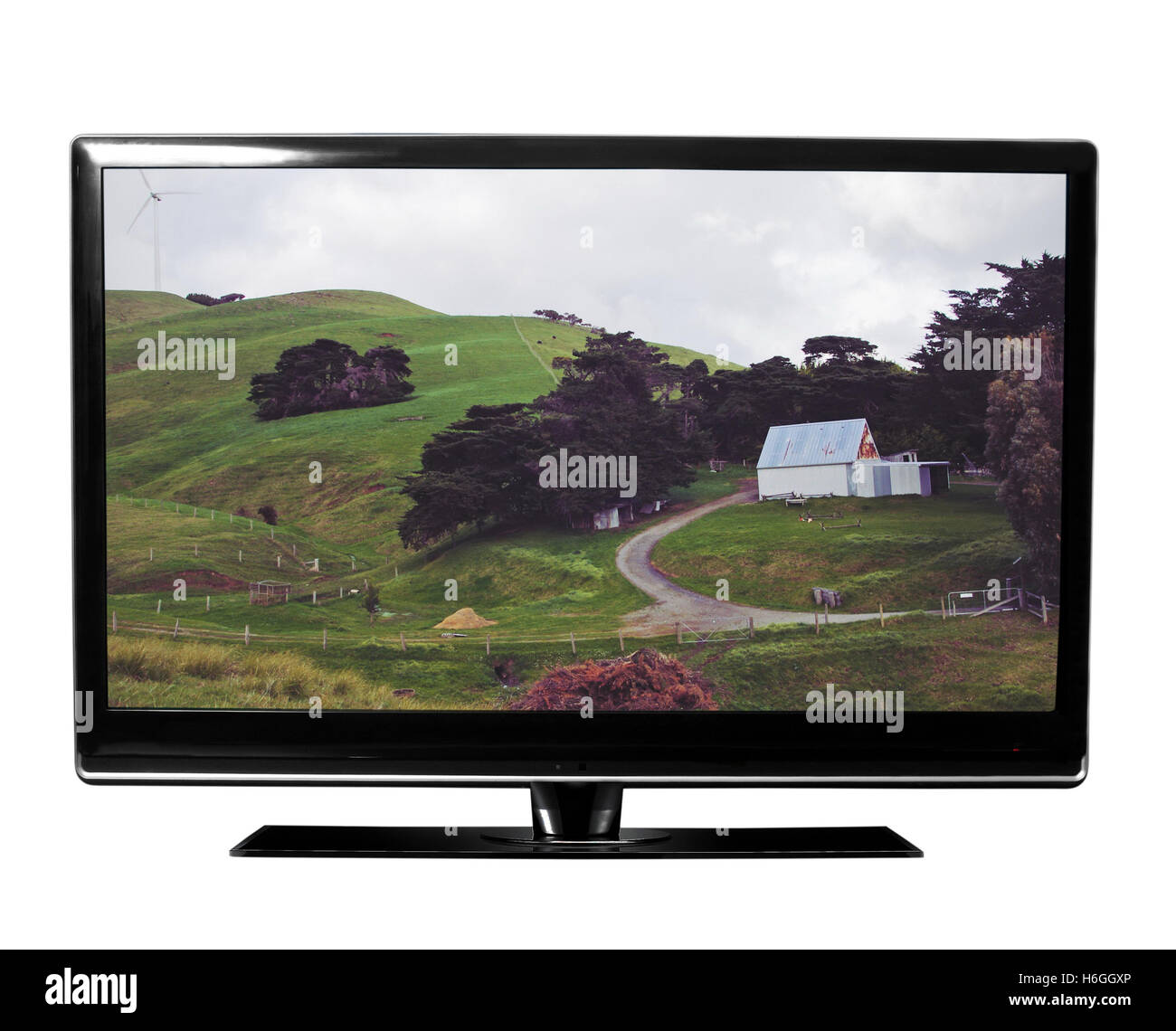 tv with the nature on white Stock Photo
