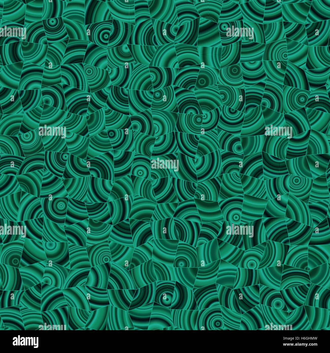 Dark green Malachite tileable mosaic pattern. Abstract vector seamless background. Stock Vector
