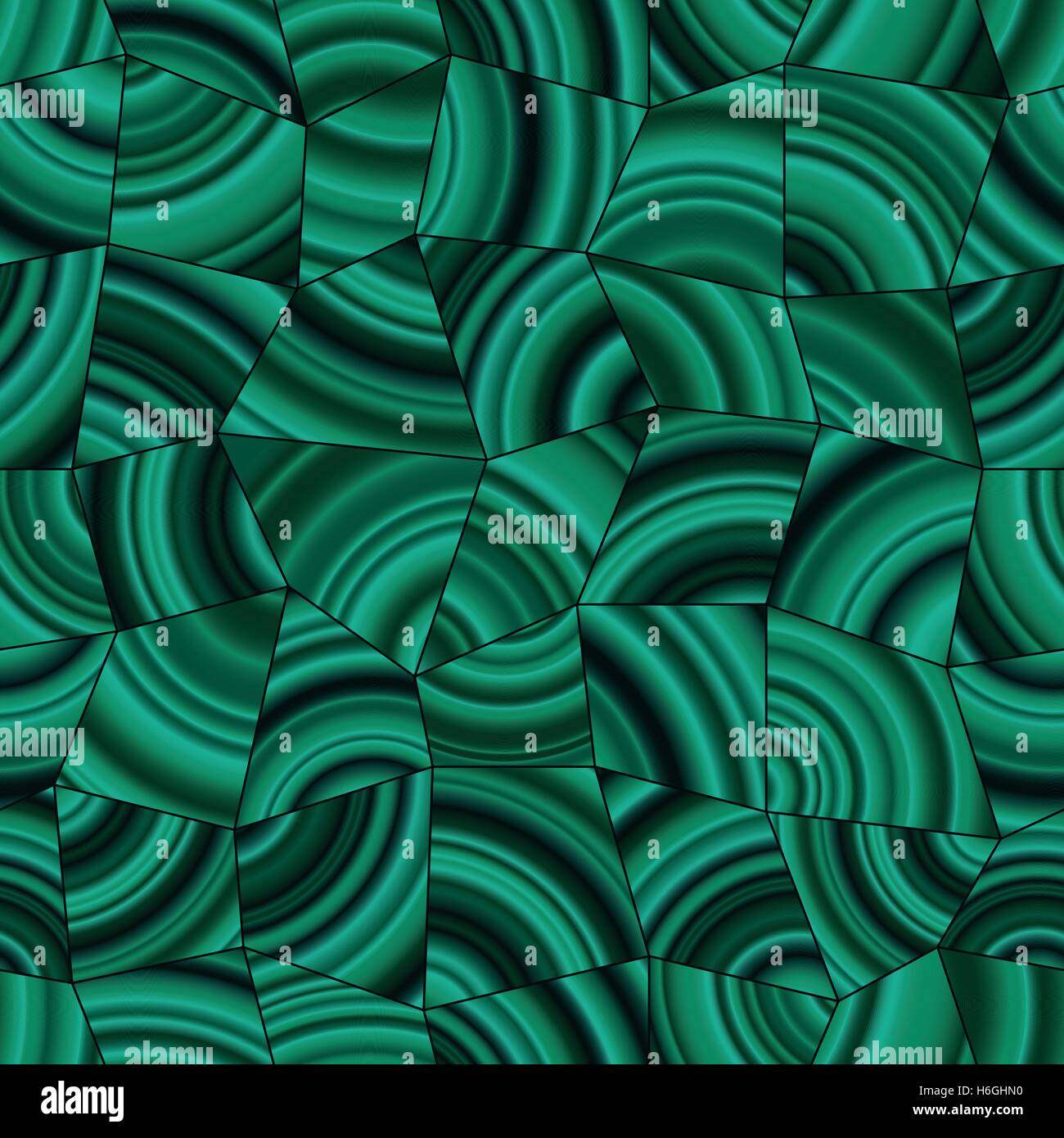 Dark green Malachite tileable mosaic pattern. Abstract vector seamless background. Stock Vector